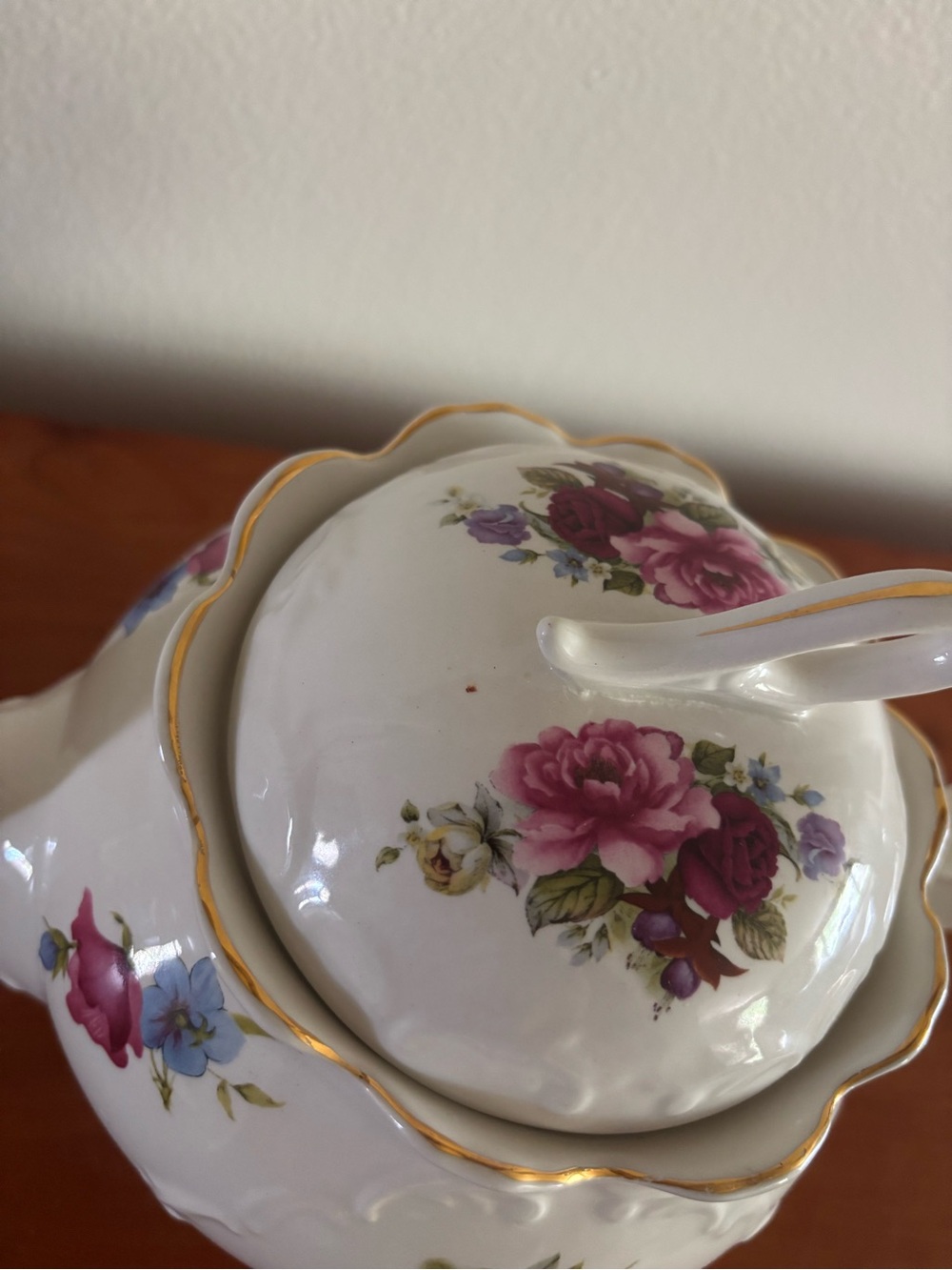 Crown Dorset Teapot with Purple Floral Motif - Picture 4 of 7